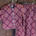 Vintage Schrader Petites Plaid Skirt and Top Set Size 8P Red Photo 0
