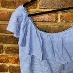 joe's jeans Joe's Blue Gingham Plaid One Shoulder Ruffle Tiered Top Women's Size XS Photo 1