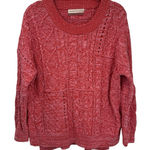 Pilcro Anthropologie Jasmine Chunky Cable Knit Sweater Small Pink Cotton Blend Photo 0