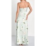 Lulus NWOT Large Radiant Occasion Light Green Floral Satin A-Line Maxi Dress Photo 1