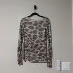 FREE PEOPLE PRINTED GOLD RUSH LONG SLEEVE ALABASTER COMBO SEQUIN TOP Size M Silver Size M Photo 3