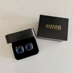 Vintage 80s M.Jent Gold & Navy Enamel Square Fashion Clip Photo 9