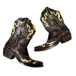 Old Gringo  Yippee Ki Yay Cowboy Cowgirl Western Boots Flame Stitching Brown 5.5 Photo 3