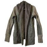 Mystree Women's Grey Angora Blend Chunky Cable-Knit Open front Cardigan L Fur Photo 0