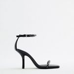 ZARA NEW  CHAIN TRIM HEELED SANDALS SHOES‎ THIN STRAP WOMENS SIZE 41 US 10 Photo 3