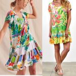 Jams World Vintage Hattie Drop Waist Ruffle Hawaiian Aloha Dress Floral Icon Photo 2