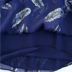 White House | Black Market NWT Skyfall Feather Silk Blend Top Navy Silver Medium Photo 5