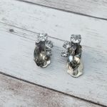 Vintage Clip On Earrings Smokey & Clear Gems Photo 3