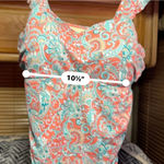 Isaac Mizrahi Live Bridgehampton Paisley Tankini Top Ruched Ruffle Size 20W Orange Photo 6
