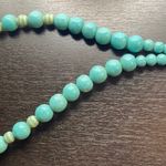 Vintage Turquoise Beaded Necklace With Silver Clasp Striped Vintage Bead Look Blue Photo 12