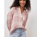 Rails Ellis Rose Sand Ivory Button Up Shirt Size S Pink Photo 0