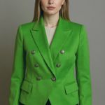 Jules & Leopold NWT  Vibrant Green Double-Breasted Blazer Embellished Button M Photo 1