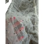 FOR LOVE & LEMONS Pearl Mesh Ruched Sheer Dress Size Small White Photo 7