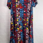 LuLaRoe Carly Dress, Multicolor Arrow Print, Polyester Blend, Swing Hem, Casual Photo 1