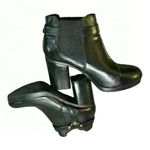 Christian Siriano black chunky block heel gold strap ankle boot size 10 Photo 11