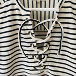 Madewell  Striped Lace-Up Top Black/White Sz Small Photo 4