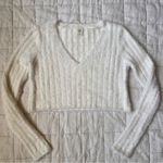 Urban Outfitters NWOT Cropped Ribbed Fuzzy Cream Sweater - Small Photo 0