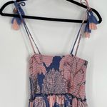 Maaji  Women's Floral Tassel Shoulder Tie Smocked Bodice Tiered Mini Dress Size L Photo 2
