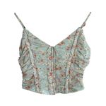 Lulus Weekend Impulse Light Blue Floral Ruffled Cropped Tank Top NWT Photo 1