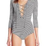 Kendall + Kylie  striped deep v neck bodysuit Photo 1