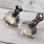 Vintage Clip On Earrings 7/8" Cream Flower Like Photo 4