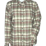 Royal Robbins Shirt Womens Large Green Purple Plaid Thermotech Flannel Heritage Photo 0