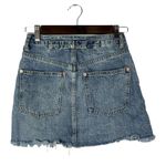 Free People We the Free Light Wash Raw Hem Button Fly Mini Skirt 24 Photo 2