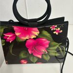 Floral Black and Pink Women's Bag long strap & bracelet handle Photo 1