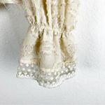 Moon River Cream Crop Raised Polka Dots Lace Trim Sheer Long Sleeves Top Small Photo 7