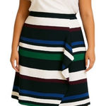 Lane Bryant Skirt Ruffle Front Pencil Scuba Pull On Black Stripe Women’s Size 16 Photo 0