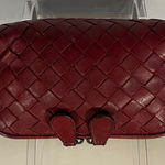 Bottega Veneta  Red Intrecciato Woven Leather Makeup Case Photo 0