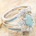 ⚠️ Clearance NWT Three in one hollow turquoise ring with rhinestones. Size 6 Photo 1