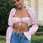 House Of CB Henrietta pink floral shirred bralette top Photo 0