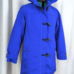 Ladies' Lands' End Blue Insulated Hooded Duffel Coat Medium Photo 0