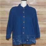 draper's & damon's XL Blue Denim Lightweight Jean Shacket Button Front Shirt Photo 0