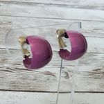 Vintage Clip On Earrings Fuchsia Hoops Photo 2