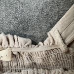 By Together Smocked Cropped Top Size Large Beige Ribbed Puff Sleeve Cotton Boho Photo 4