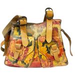 Patricia Nash  Brown Leather Multi Color Floral Satchel Handbag Photo 0