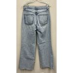 ZARA Jeans Womens 8 Blue High Waist Wide Leg Raw Hem Relaxed Faded Light Wash Photo 1