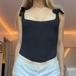 Free People coquette black bodysuit bow tie straps square neck Photo 1