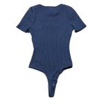 Madewell  Square Neck Ribbed Short Sleeve Blue Bodysuit Medium Photo 1