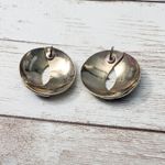 Vintage Earrings For Pierced Ears Circle Shape Cream & Navy Photo 4