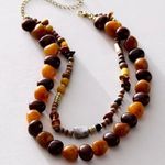 Free People  Flynn Layered Necklace in Brown Tan Neutral Beach Bohemian NWT Photo 0