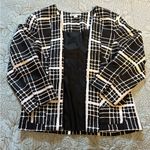 Pendleton Black & White Open Front Silk Jacket 3/4 Sleeve w/ Pockets Sz 10💛 Photo 10