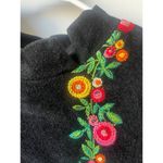 Vintage Norman Embroidered Floral Velour Long Womens Nightgown Robe Black Size M Photo 4