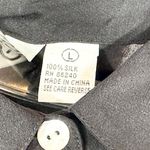 VTG Ravel Large Top Silk Semi Sheer Ruffled Gathered Front Pearl Button Up 364 Black Photo 5