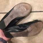 Vera Wang  Black Leather Peep Toe Jeweled Flats Photo 3