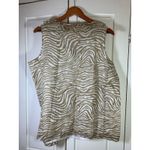 Talbots  Ruffle Neck Tank Womens Size 14W Brown White‎ Zebra Print Office Church Photo 3