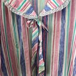 Vintage Improved Living Striped Robe House Coat Size L Ruffle Lace Button Pink Size L Photo 5