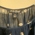 Lucky Brand Womens Peasant Top Shirt S Sheer Navy Blue Cream Leaf Leaves Print Photo 3